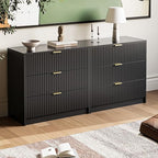 MAISONARIA Black Fluted Dresser for Bedroom, 32 Inch Wide Nightstand with Large Drawer, 3 Drawer End Table for Bedroom, Living Rooms, Offices, and Entryways - Image 5
