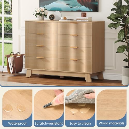 DUMOS Fluted Dresser for Bedroom, Wide Modern Storage Organizer, 8 Drawers - Image 5