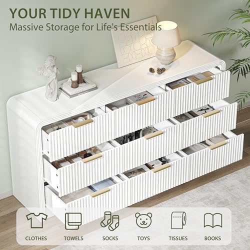 Decofy Fluted 9 Drawers Dresser, 63'' Wide Chest of Drawers for Bedroom - Image 3