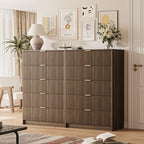 MAISONARIA 5 Drawer Dresser for Bedroom, Tall Dresser Chest of Drawers with Gold Handles, 32 Inch Wide Nightstand with for Bedroom, Living Rooms, Offices, and Entryways, Walnut - Image 3