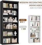 Rresyet Bookcase and Bookshelves, 28" W Tall Bookshelf, Black - Image 4