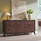 T4TREAM 63" Wide Fluted 9 Drawer Dresser for Bedroom, Dark Walnut - Image 3