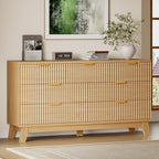 BORNOON 57" Long Dresser for Bedroom, 7-Drawer Fluted Chest, Wide Wood Storage Dresser with Metal Slides and Handles, Stable Base, Modern Clothes Organizer for Primary Suite, Guest Room, Nursery by BORNOON