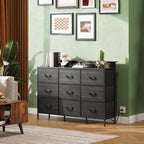 WLIVE Bedroom Dresser TV Stand 9 Drawers, Fabric Chest LED Lights, Charcoal - Image 4