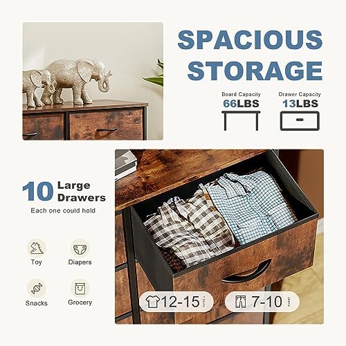 DUMOS 10 Drawer Dresser for Bedroom, Storage Organizer Chest of Drawers - Image 4