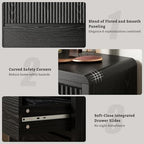 LYNSOM Black Fluted 5 Drawer Dresser for Bedroom, Curved Edge, 48" Tall - Image 5