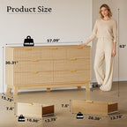 BORNOON 57" Long Dresser for Bedroom, 7-Drawer Fluted Chest, Wide Wood Storage Dresser with Metal Slides and Handles, Stable Base, Modern Clothes Organizer for Primary Suite, Guest Room, Nursery - Image 2
