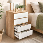 Karl home White Wood Effect 4 Drawer Modern Dresser, Bedroom Storage Chest - Image 2