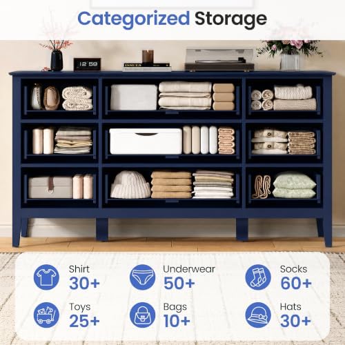 RoyalCraft Fluted Dresser for Bedroom with 9 Drawers, 59" Wide Long Dresser - Image 5