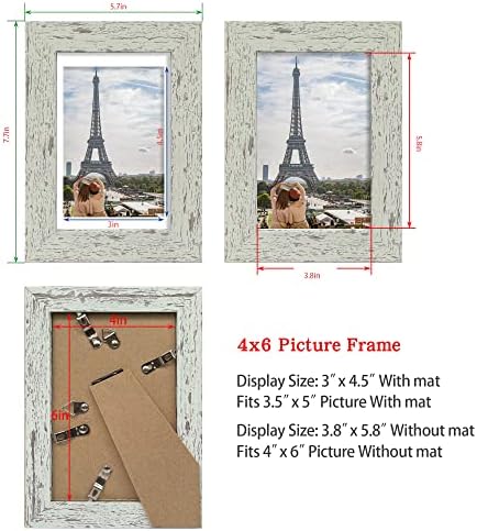Hongkee 4x6 Picture Frame Set of 4, Made of Real Glass and Sage Green Wooden Frame, 4 by 6 Photo for Wall or Tabletop - Display Picture 3.5x5 with Mat or 4x6 Without Mat - Image 2