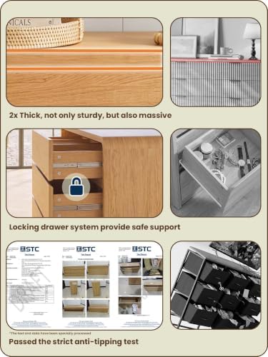 Modern 54" Wide 7 Drawers Dresser with Curved Profile Design,Oak - Image 6