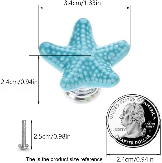 Starfish Drawer Knobs Coastal Kitchen Cabinet Knos Beach Themeb Knob Ceramic - Image 2