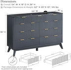 T4TREAM 54" Wide Fluted 9 Drawer Dresser for Bedroom, Dark Grey - Image 2