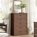 CARPETNAL Farmhouse 5 Drawer Dresser for Bedroom, 44" Tall Brown Dresser. by CARPETNAL