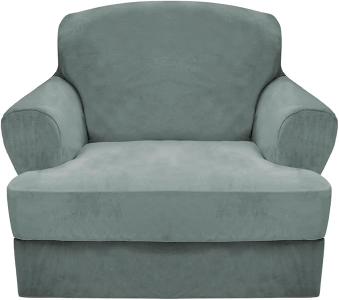 CUCRAF T Cushion Sofa Cover 2 Piece Armchair Slipcovers, Soft Thick Velvet by CUCRAF