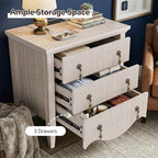 FUSUNBAO Fluted Nightstand with Charging Station & 3 Drawers,Nature Oak - Image 6