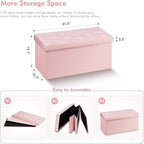 B FSOBEIIALEO Folding Storage Ottoman, Long Ottomans Shoes Bench, Velvet - Image 3