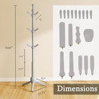 Solid Wood Coat Rack Stand, Vintage Heavy Duty Coat Hanger Stand - Image 3