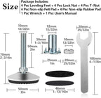 4 Set M10 Swivel Adjustable Leveling Feet, Heavy Duty Height Adjuster Furniture - Image 2