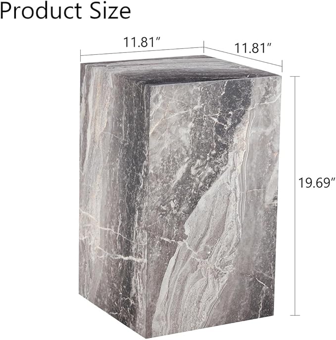 End Table Living Room Table, Faux Marble Sofa Couch Side Table, Bedside - Image 2