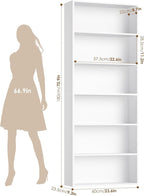 FOTOSOK 6-Tier Open Bookcase and Bookshelf, Freestanding Display Storage - Image 3