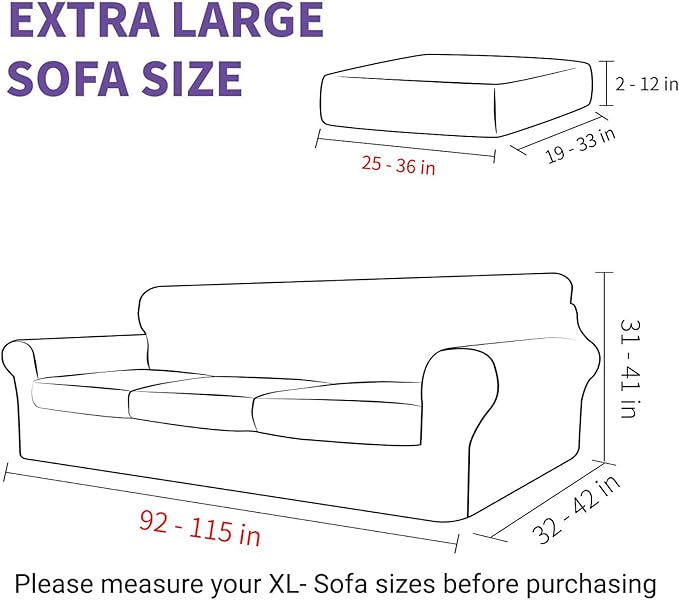 ZNSAYOTX Oversized Velvet Couch Cover 4 Piece Stretch Sofa Covers - Image 6