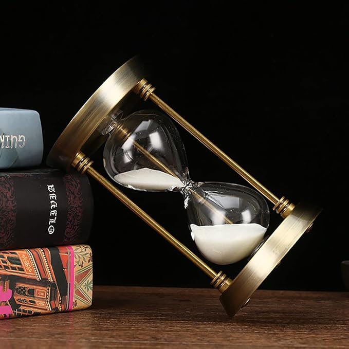 Embossed White Sand Metal Glass Hourglass - Image 6