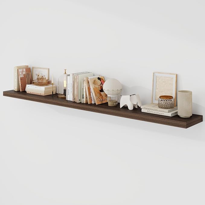 Acovy 72 Inch Floating Shelves, 9.3" Deep Floating Shelf Wall Mounted, Rustic by Acovy