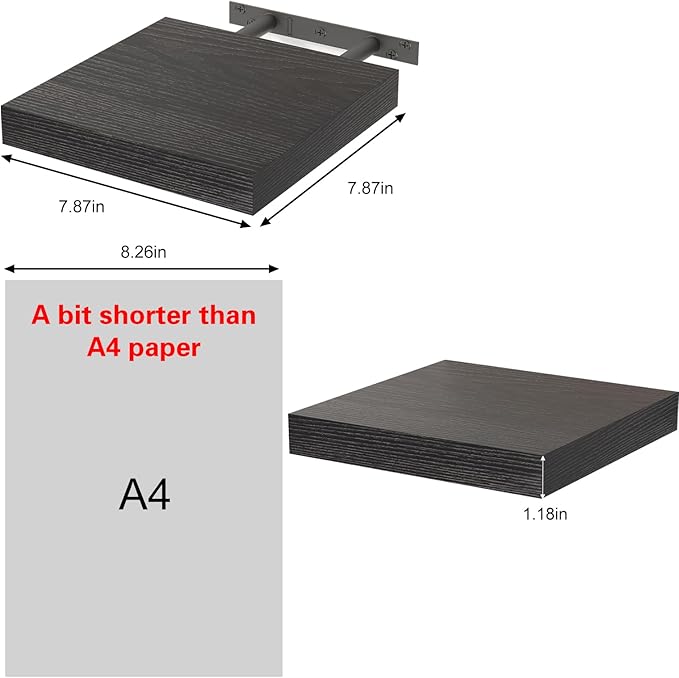 Fixwal Floating Shelves for Wall, 8 Inch Small Black Shelves Wall Mounted Shelf - Image 3