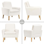 White Accent Chair Set of 2 for Living Room, Fluffy Comfy Reading Leisure - Image 7
