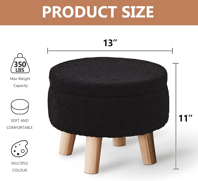 Wimarsbon Storage Ottoman, Modern Round Footrest - Image 3