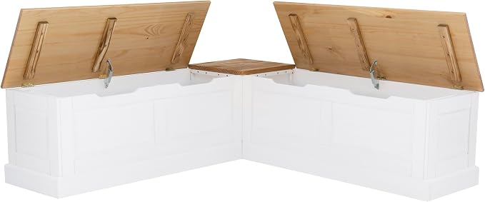 Linon Harris Natural and White Two Tone Backless Corner Breakfast Nook - Image 9