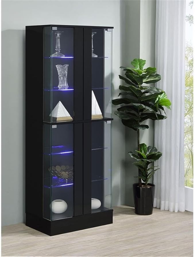 Pemberly Row Wood Curio Cabinet, 63.75" H x 24" W x 14.25" D, MDF and Glass - Image 6
