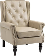 Mid-Century Wingback Chair, PU Leather Accent Chair by Lin-Utrend