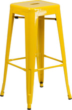Flash Furniture Lily 4 Pack Commercial Grade 30" High Backless Yellow Metal - Image 8