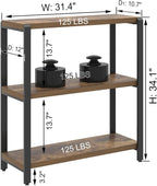 EXCEFUR Small Bookshelf, 3 Tier Short Low Book Shelf, Modern Metal and Wood - Image 2