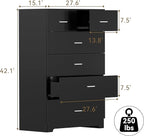 FJTJBSI Dresser with Power Outlets Wooden 6 Drawer Dresser with Large Organizer - Image 3
