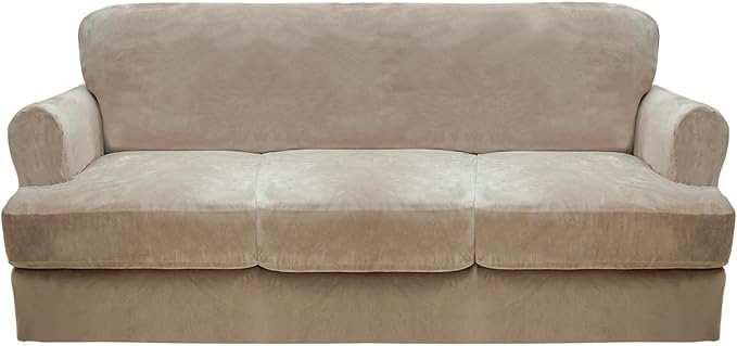 CUCRAF Cushion Sofa Cover 4 Piece Slipcovers, Soft Thick Velvet Couch Cover by CUCRAF