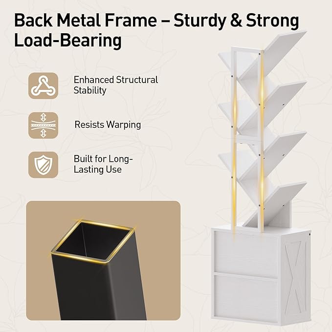 RALGEND Tree Bookshelf, 6 Tier Bookcase - Image 7