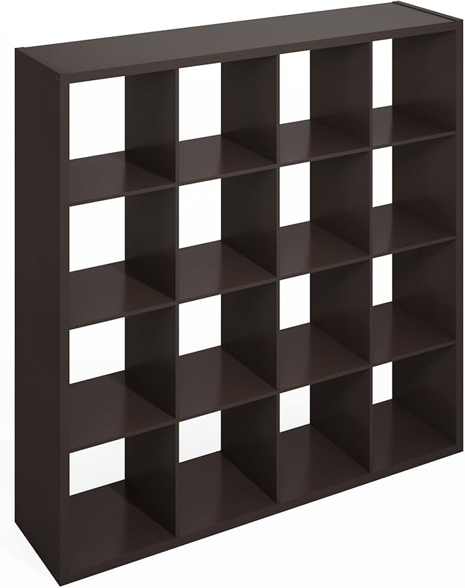 Furinno Simple Cube Storage Organizer, 16-Cube Display Shelf, Open Back - Image 6