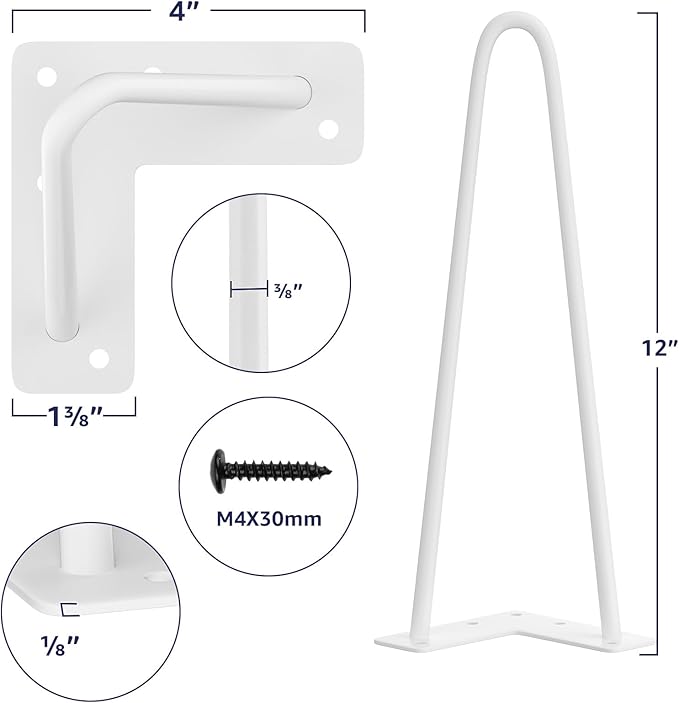 SMARTSTANDARD 12 Inch Heavy Duty Hairpin Furniture Legs, Metal Home DIY Projects - Image 2