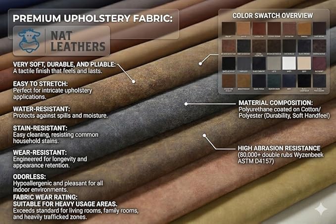 Brown Vintage Distressed Soft Faux Leather Fabric PU Peta Approved Vegan - Image 3