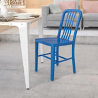 Flash Furniture Commercial Grade Blue Metal Indoor-Outdoor Chair - Image 2