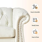 Mid-Century 2 Seater Sofa, Faux Leather Loveseat - Image 3