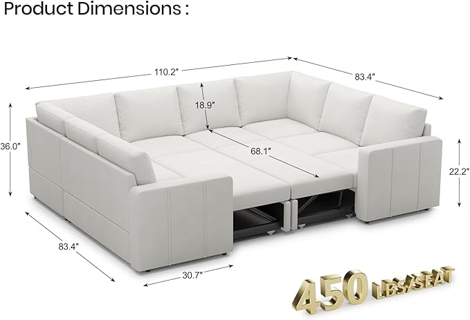 Belffin Modular Sectional Sleeper Sofa Bed - Image 2