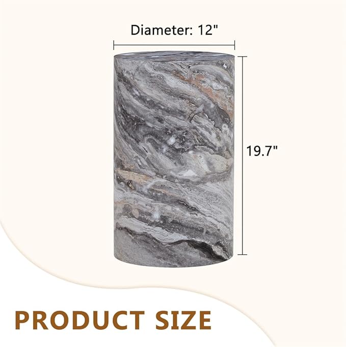 Round End Table Living Room Table, Faux Marble Sofa Couch Side Table, Bedside - Image 2