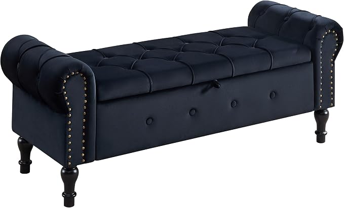 Storage Bench for Bedroom, Velvet 51" End of Bed Bench, Queen Size Bench - Image 9