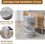 Round End Table Living Room Table, Faux Marble Sofa Couch Side Table, Bedside - Image 6