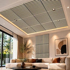 Art3d 6-Pack Acoustic Wood Slat Panel & Ceiling Tile, 2 x 2 ft, Ashtree - Image 2