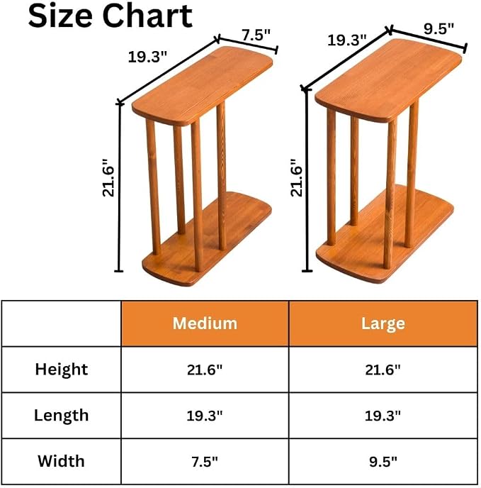 C-Shaped Solid Wood End Table, Side Table - Image 2